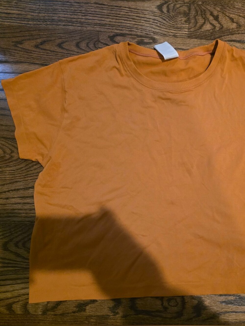 Athleta Cropped Solid Orange Seamless Crewneck Tee